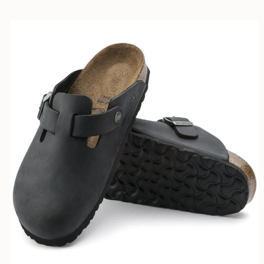 NEW Black Birkenstock Boston Oiled Leather Clogs Size 40 Narrow Fit